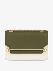 A chic Strathberry mini bag, the perfect size to take you from day to evening wear, defined by the gold bar closure and adjustable gold chain strap. Collagerie.com