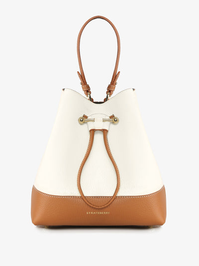 Strathberry Vanilla and tan Lana Osette Midi bucket bag at Collagerie