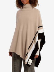 A luxurious and versatile poncho featuring bold contrasting stripes with Strathberry logo at bottom corner. Collagerie.com