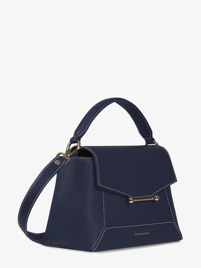 Blue Mini Crescent shoulder bag with navy stitch - Collagerie