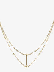 Gold music bar necklace