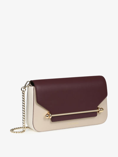 Strathberry Burgundy and beige East/West Baguette shoulder bag at Collagerie