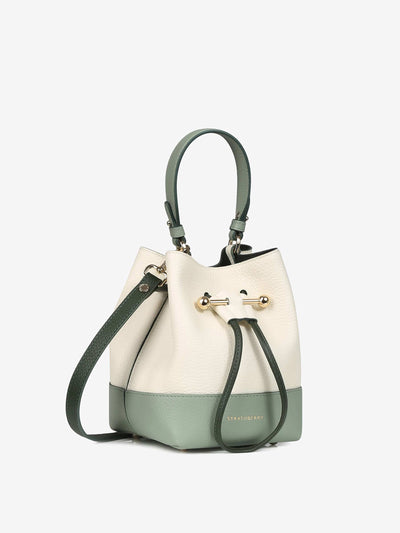 Strathberry White and green Lana Osette top handle bag at Collagerie