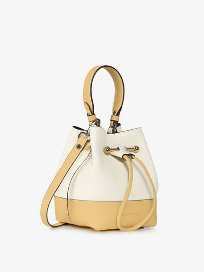 Strathberry Yellow and white Lana Osette top handle bag at Collagerie