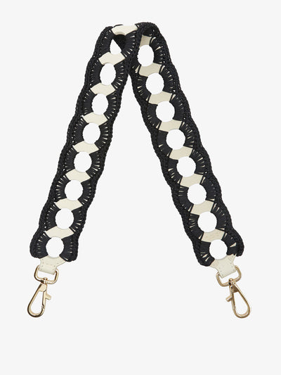 Strathberry Black and white Crochet Strap at Collagerie