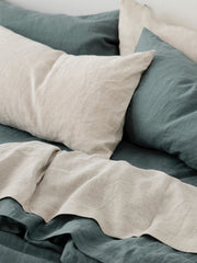 Bluestone linen sheet set with pillowcases