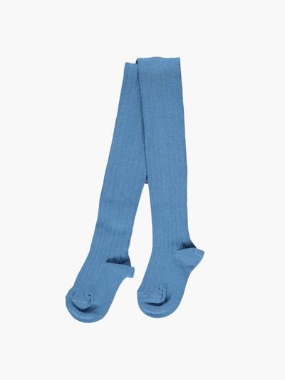 Amaia French blue ribbed tights at Collagerie