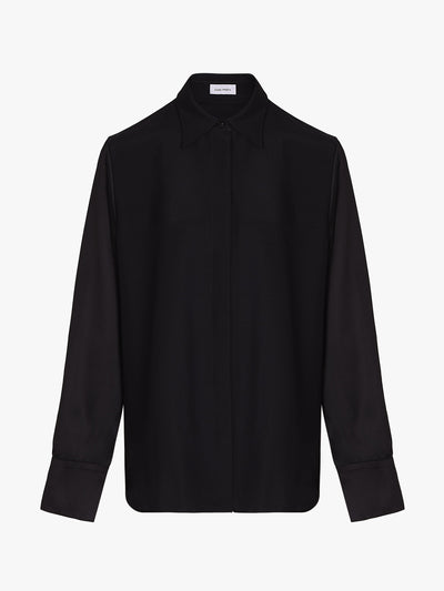 Issue Twelve Black tailored wool silk shirt at Collagerie