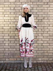 Sasha embroidered long-sleeve dress in cream or black