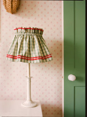 Green gingham and ric rac lampshade