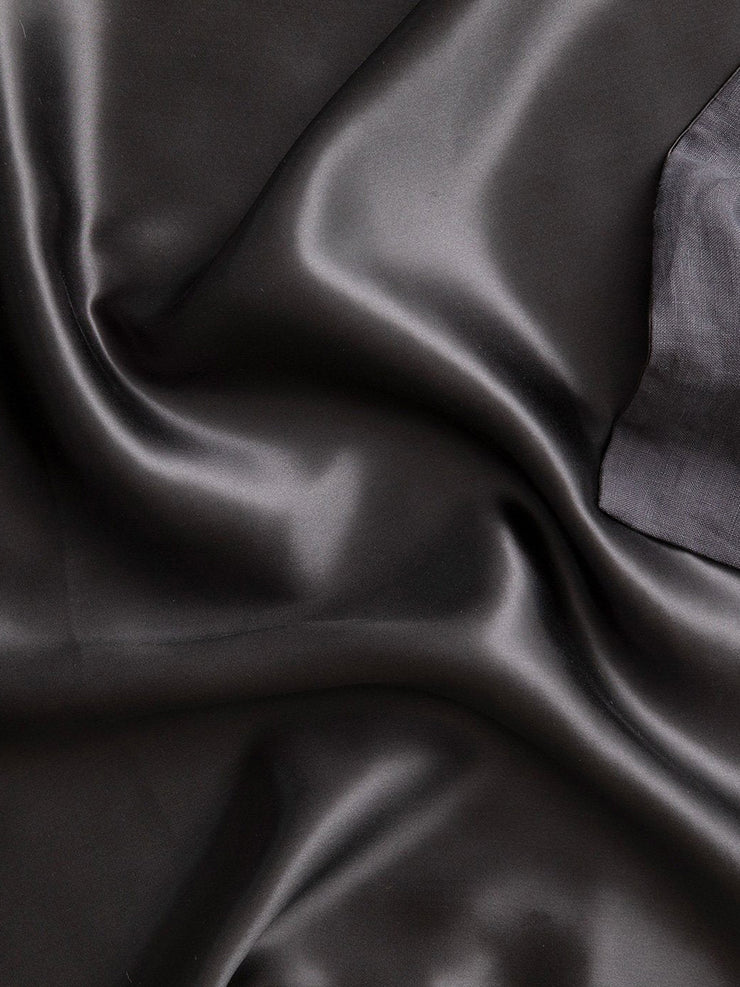 Slate silk linen flip pillowcase