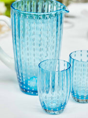 Blue speckled water glass set of 2