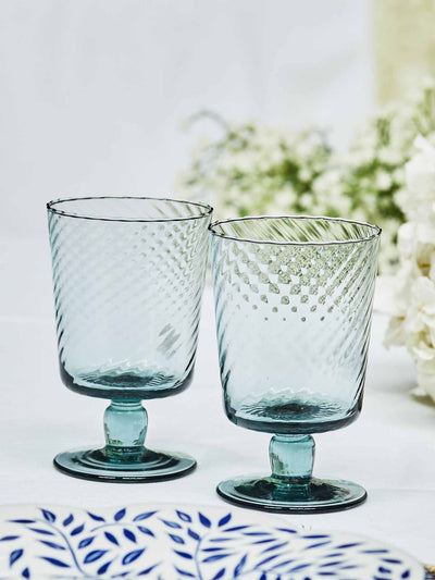 Maison Margaux Blue Italian swirl glass set of 2 at Collagerie