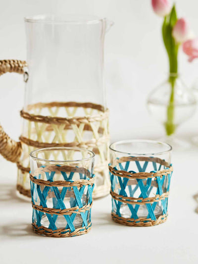 Maison Margaux Teal plait water glass set of 2 at Collagerie