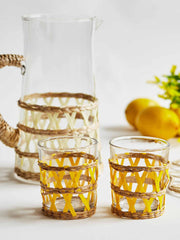 Yellow plait water glass set of 2