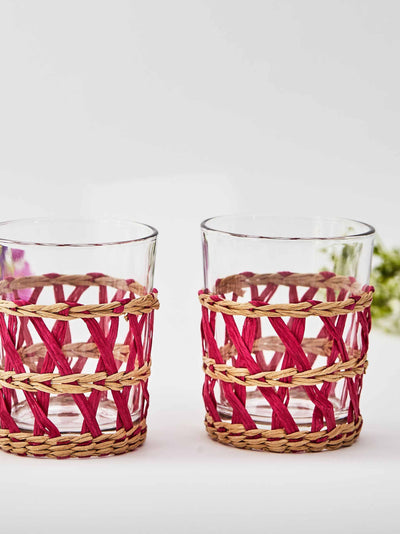 Maison Margaux Pink wicker water glasses (set of 2) at Collagerie