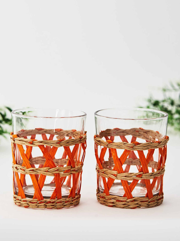 Orange plait water glasses (set of 2)