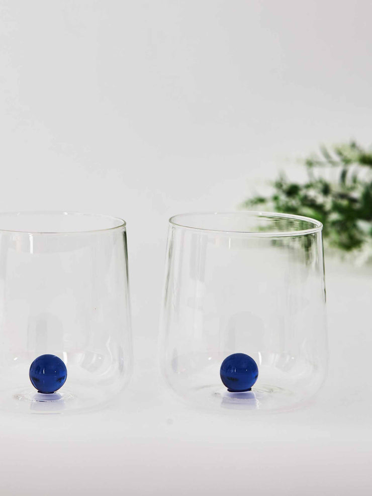 Dark blue drop water glass set of 2