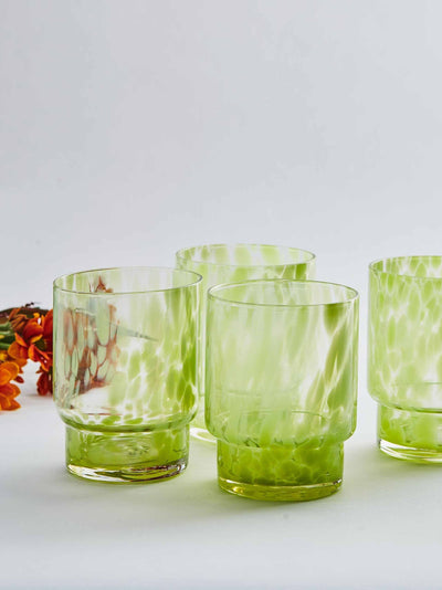 Maison Margaux Green tortoiseshell water glass set of 4 at Collagerie