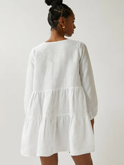 Matilda white linen swing dress