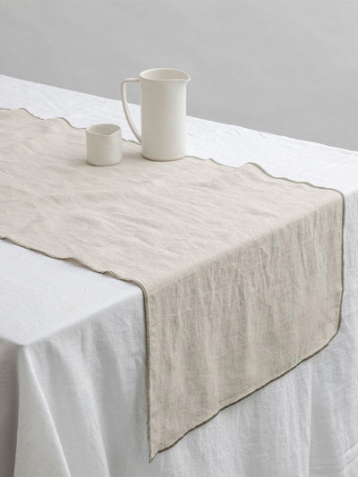 Cultiver Olive Cara edged table runner at Collagerie