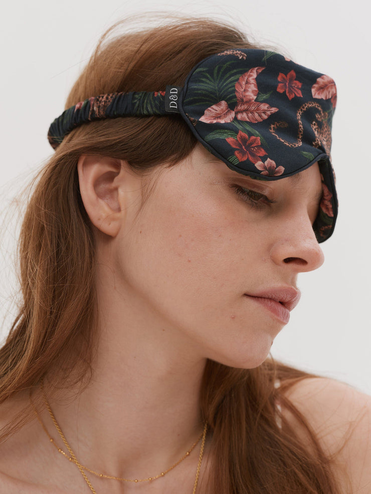 Cotton Luxe Eye Mask Soleia Leopard Print Multi Cotton Eye Mask Desmond & Dempsey    - Collagerie