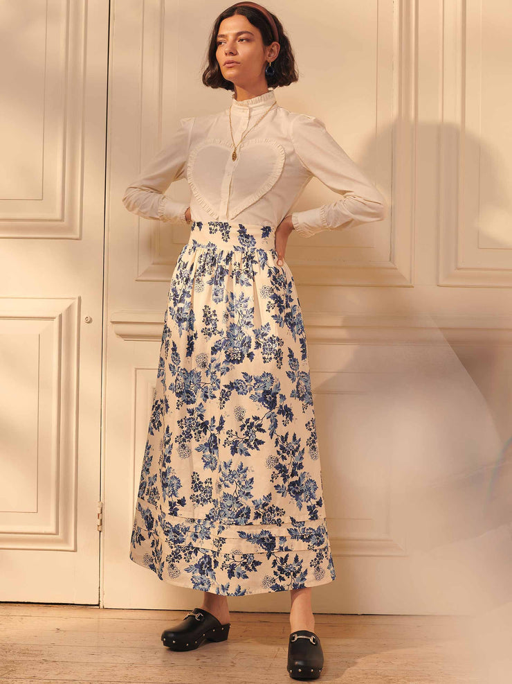 Blue floral cotton skirt