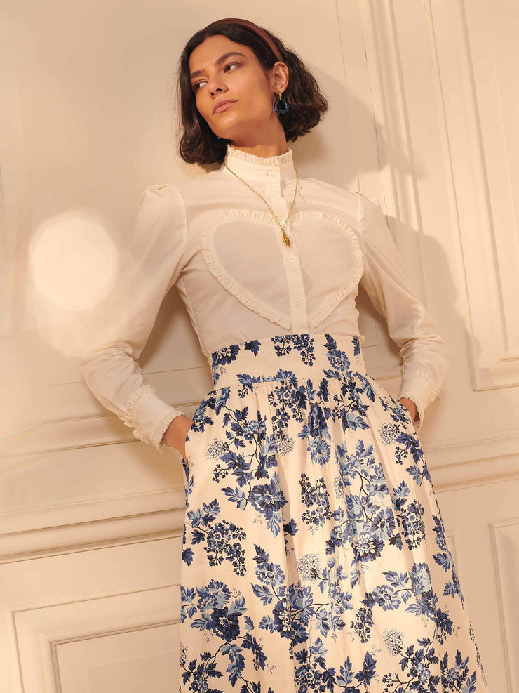 Blue floral cotton skirt