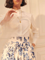 Blue floral cotton skirt