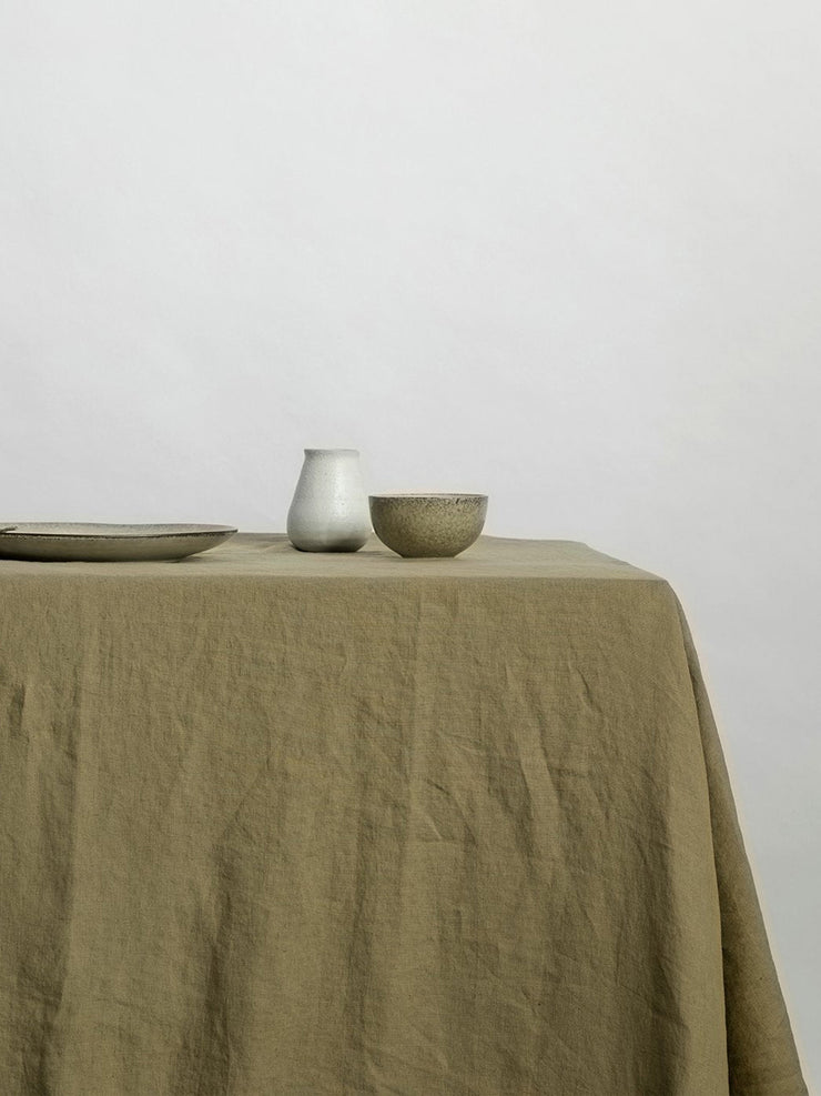 Olive linen tablecloth