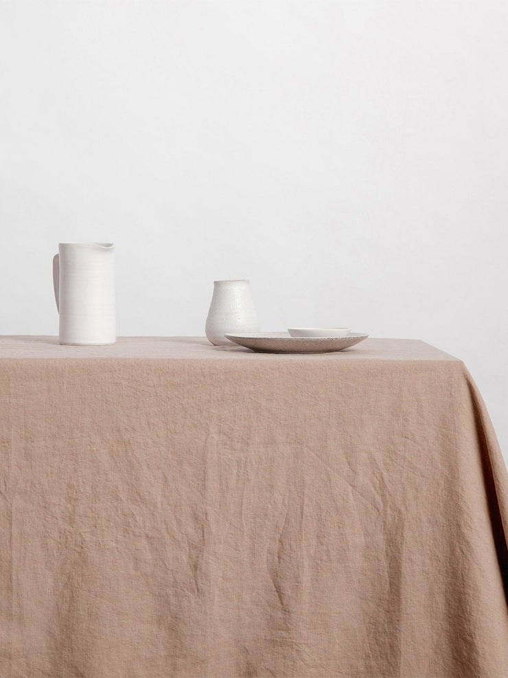 Fawn linen tablecloth
