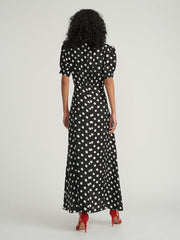 Lea long dress in Polka Dot embroidered