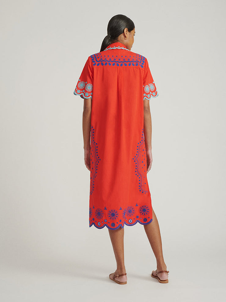 Dree cotton broderie-anglaise dress in Scarlet Azure