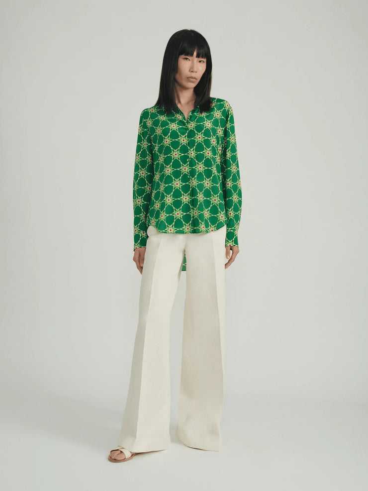 Jeri nebula print silk shirt