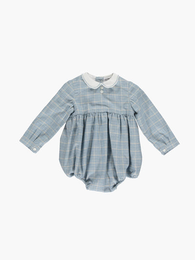 Amaia Alex blue checked baby romper at Collagerie