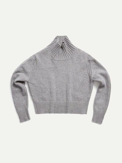 &Daughter Light grey Fintra Lambswool crop high neck at Collagerie