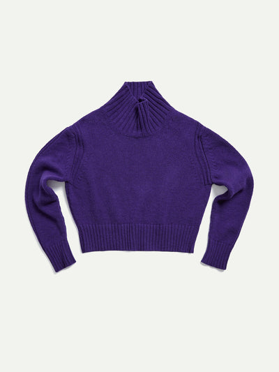 &Daughter Purple Fintra Lambswool crop high neck at Collagerie