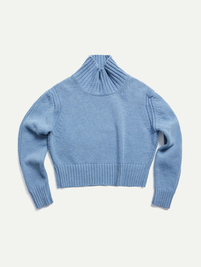 &Daughter Blue Fintra Lambswool crop high neck at Collagerie