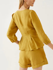 Chiara yellow linen blouse