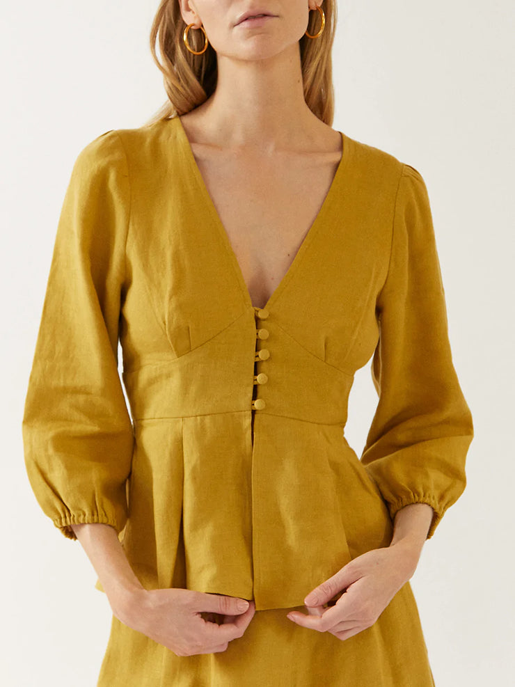 Chiara yellow linen blouse