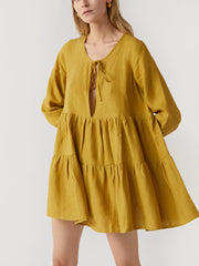 Matilda yellow linen swing dress