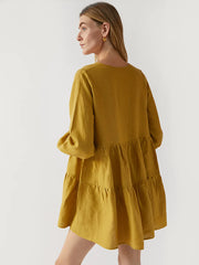 Matilda yellow linen swing dress