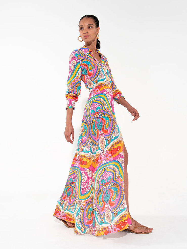 Jacqueline maxi dress in Bia red print