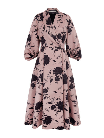 Emilia Wickstead Goldie blush pink rose motif coat-dress at Collagerie