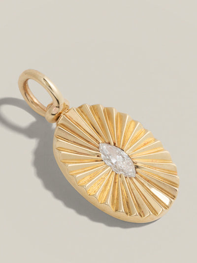 Lucy Delius Sunray gold and diamond pendant at Collagerie