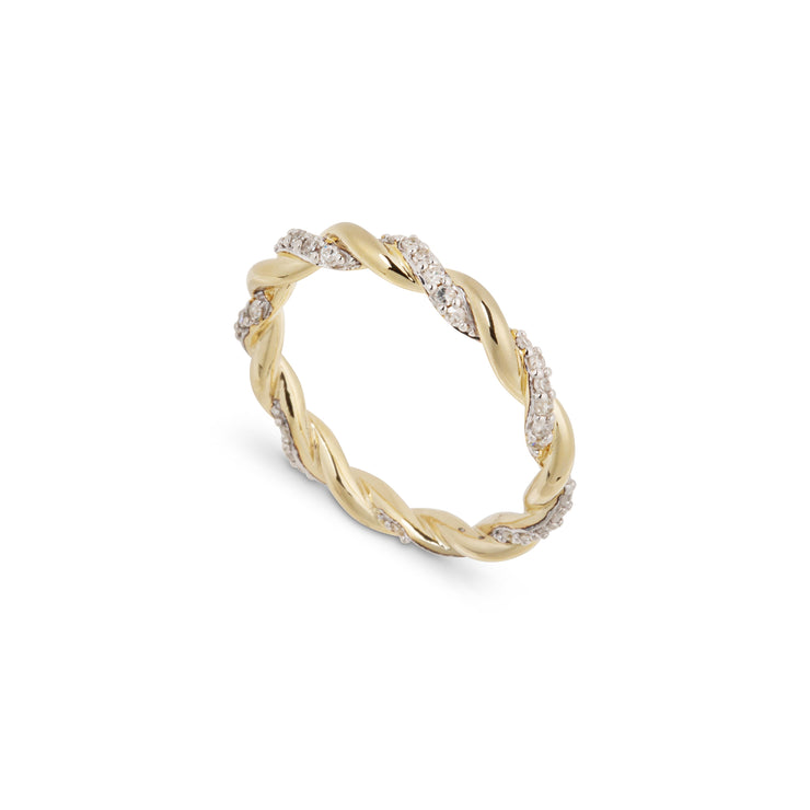 Twisted diamond rope ring