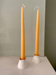 Pair of porcelain candleholders with gold lustre edge