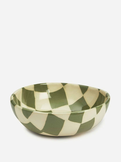 Henry Holland Studio Green and white checkerboard bowl at Collagerie