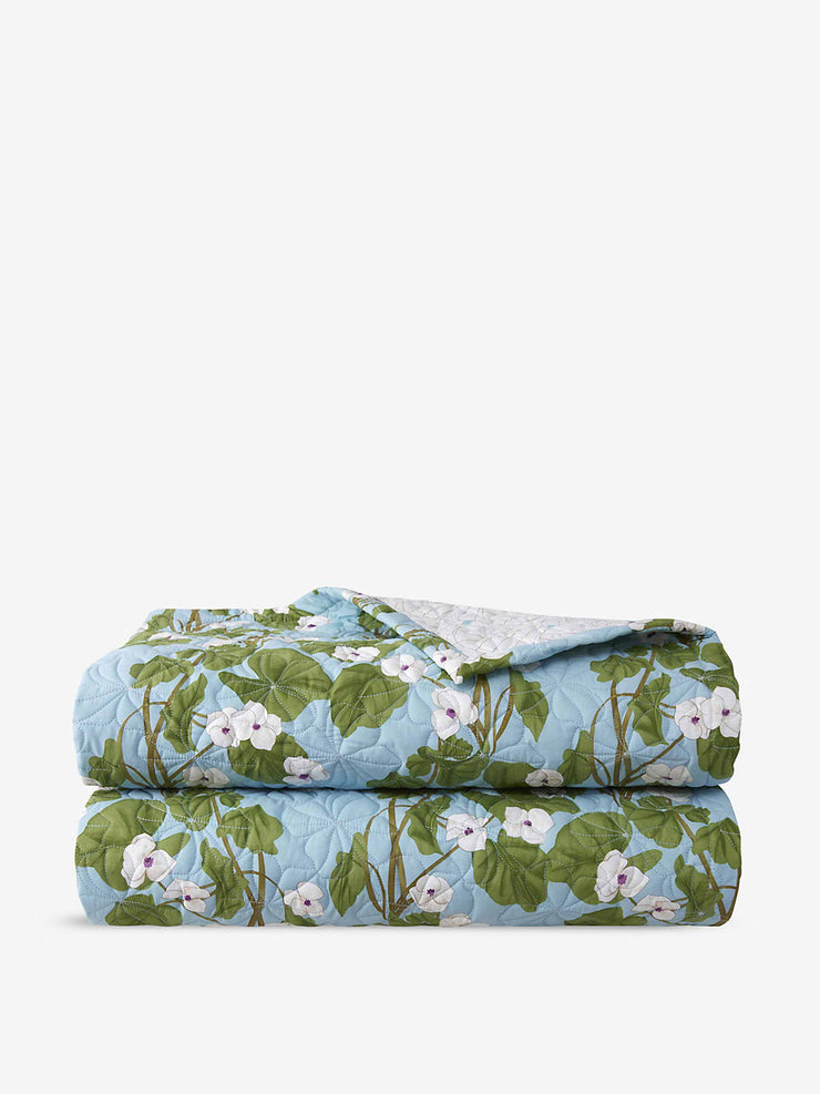 Floral-print quilted organic cotton bedcover