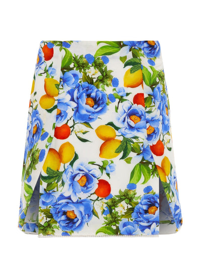 Borgo De Nor Analu linen mini skirt, peonia blue at Collagerie